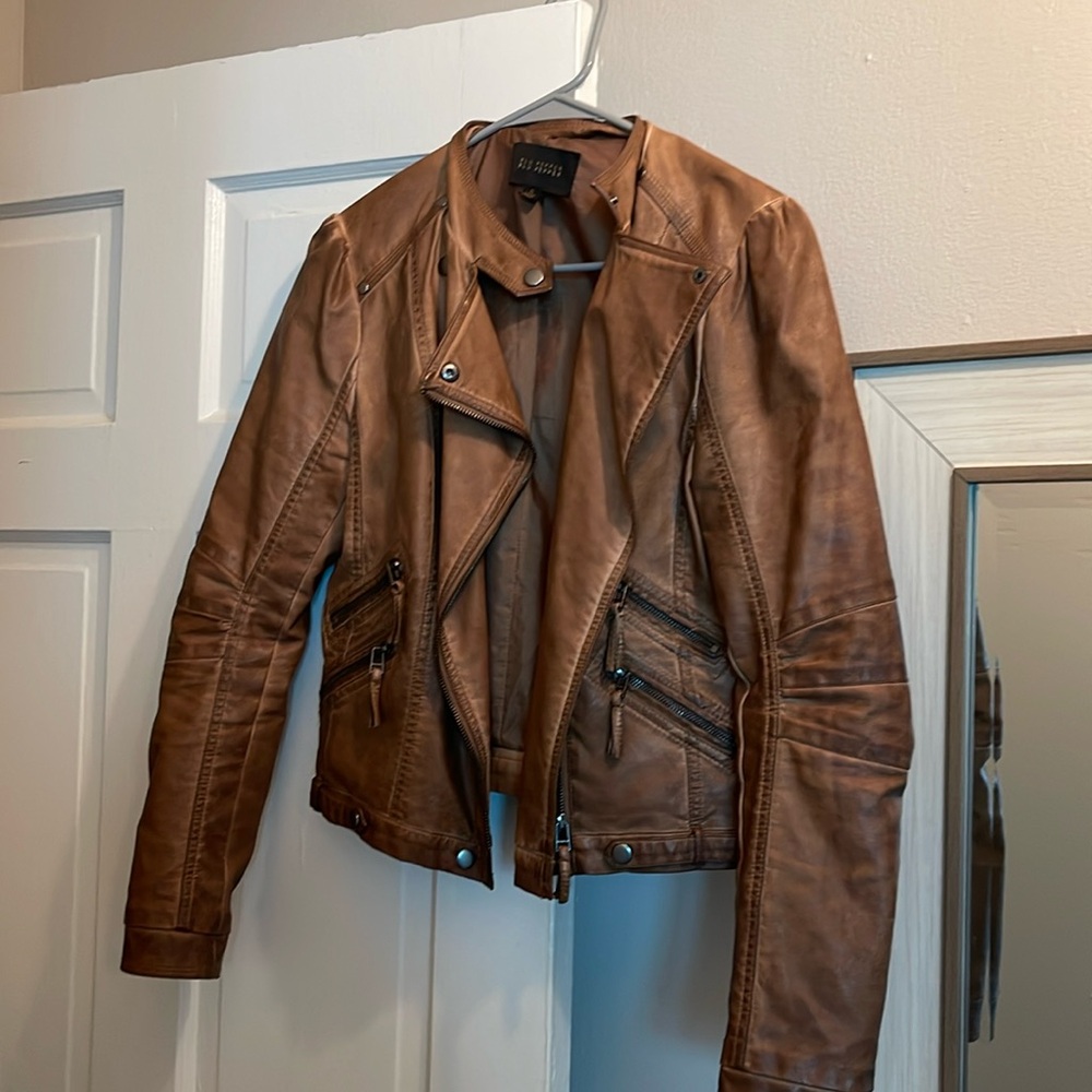 Brown vegan leather jacket